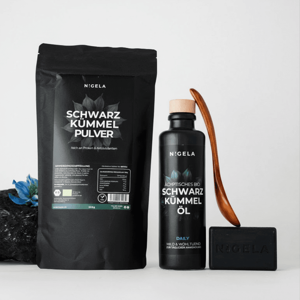 Nigela Beauty Bundle (Pulver + Daily 200ml + Shampoo + Holzlöffel)