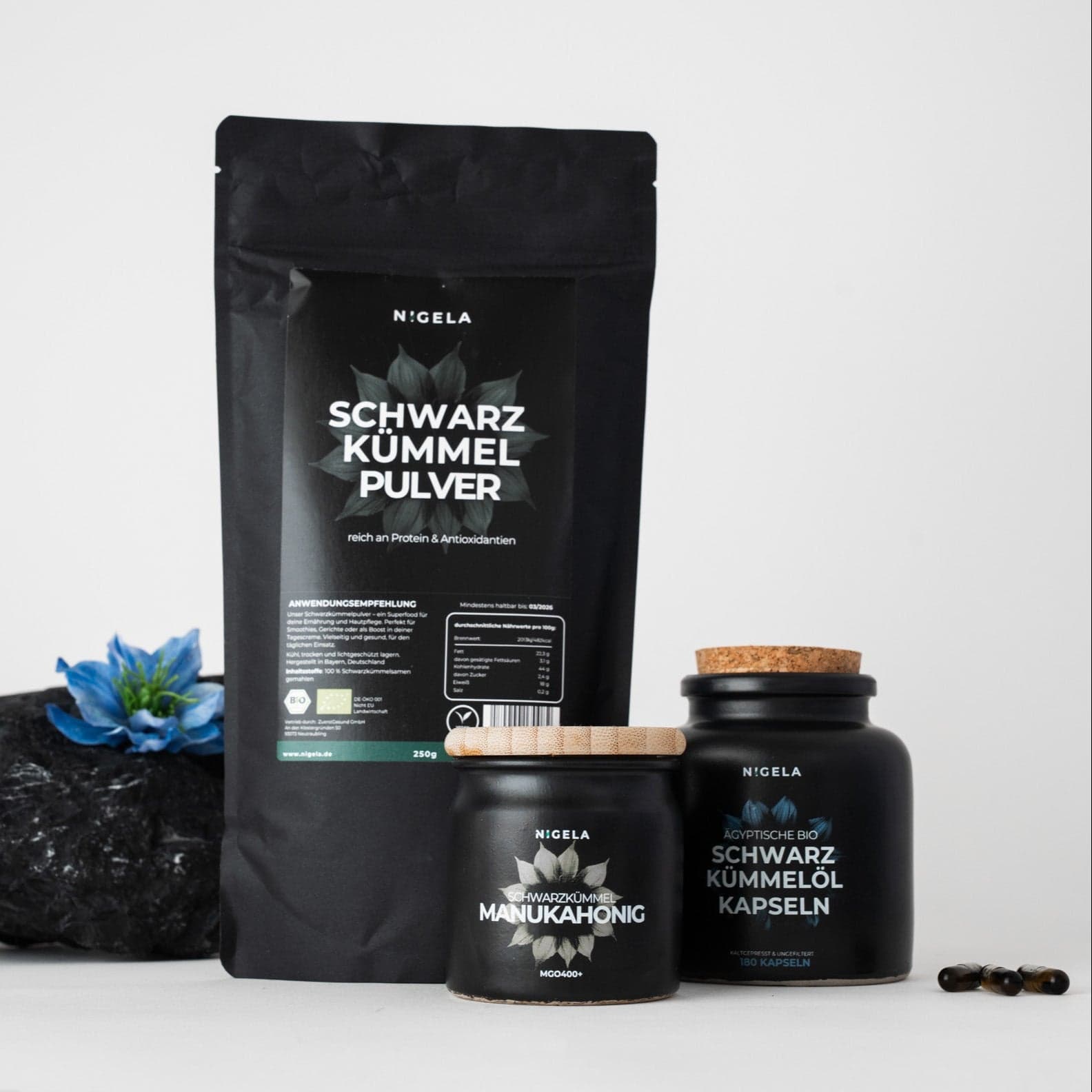 Nigela Power-Trio Kapseln (Kapseln 180 Stk + Manuka Honig + Pulver)